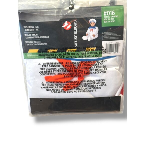 Ghostbusters Stay Puft Infant Baby Costume 3-6 Months Jumpsuit & Hat Classic - Picture 2 of 2